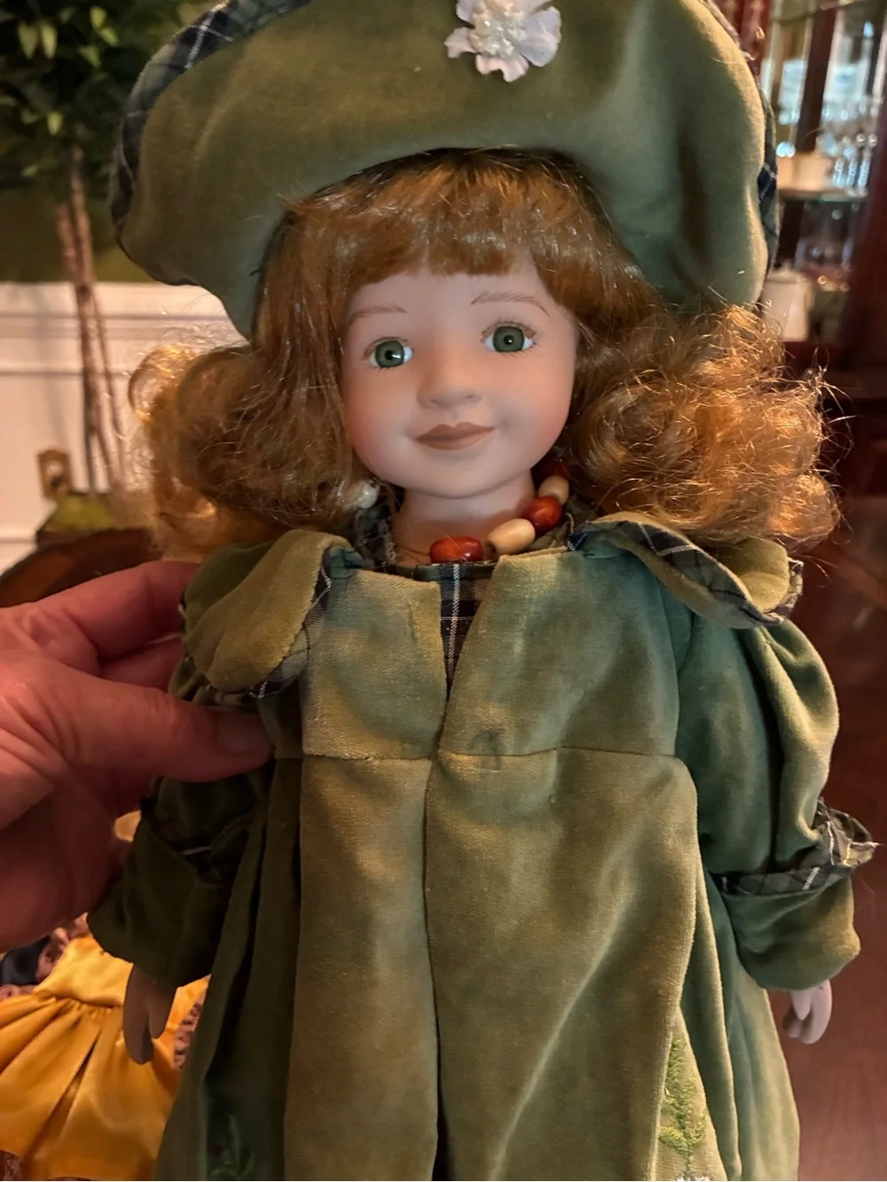 Green Portrait Doll with Green Eyes - Classic Cloth Dress